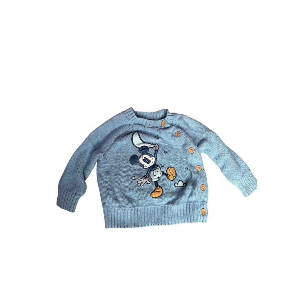 Disney Baby Mickey Mouse Knit Sweater - Light Blue - Size 0/3 Months -
Cotton